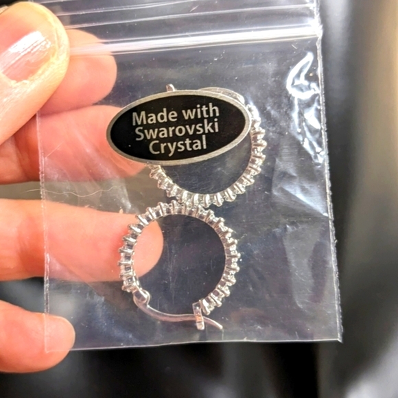 Swarovski Crystal Elements Silver Hoop Earrings - Picture 3 of 5